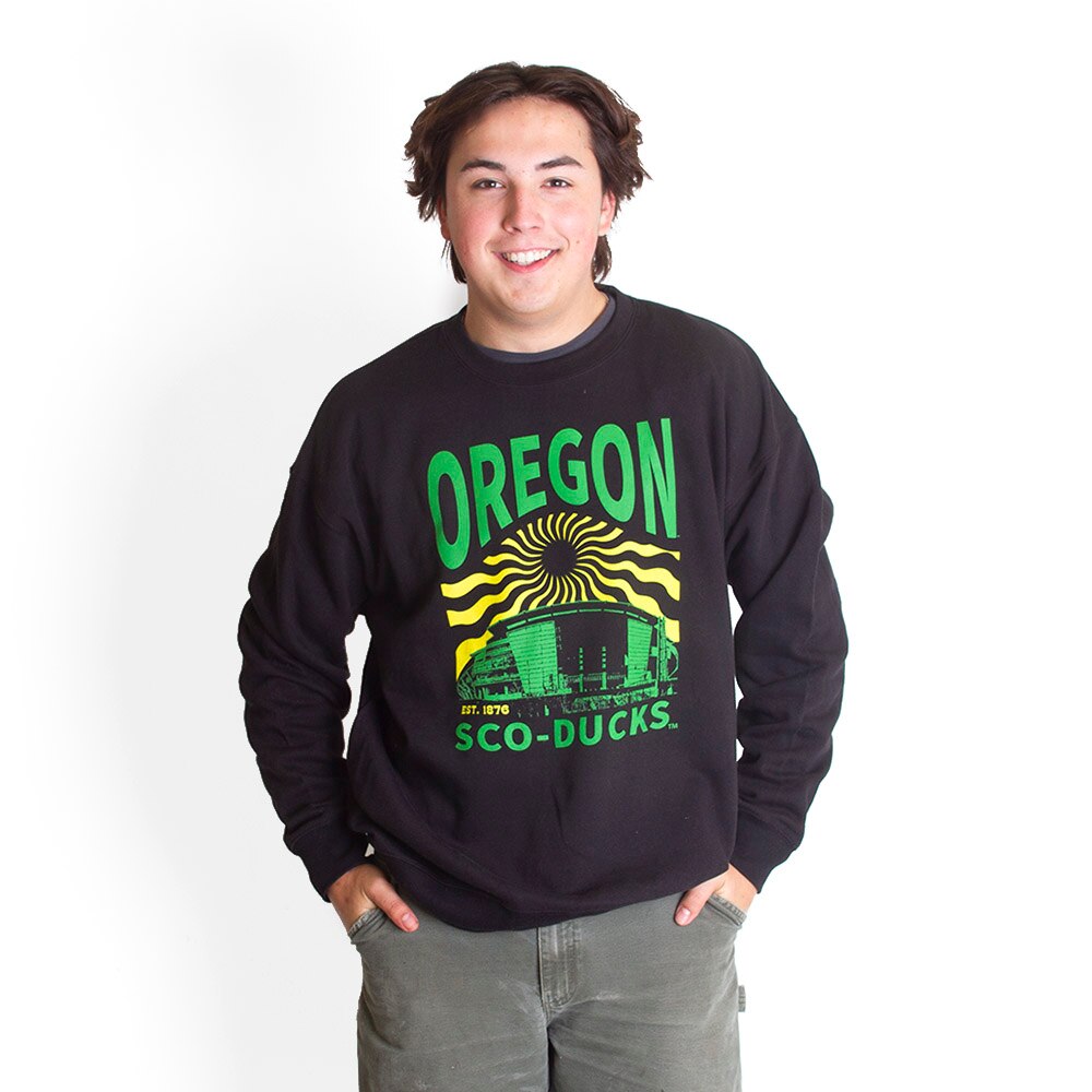 Autzen Stadium, Black, Pullover, Cotton Blend, Men, Unisex, Football, U-Scape, Cotton Fleece, Sco-Ducks, Sweatshirt, 773916